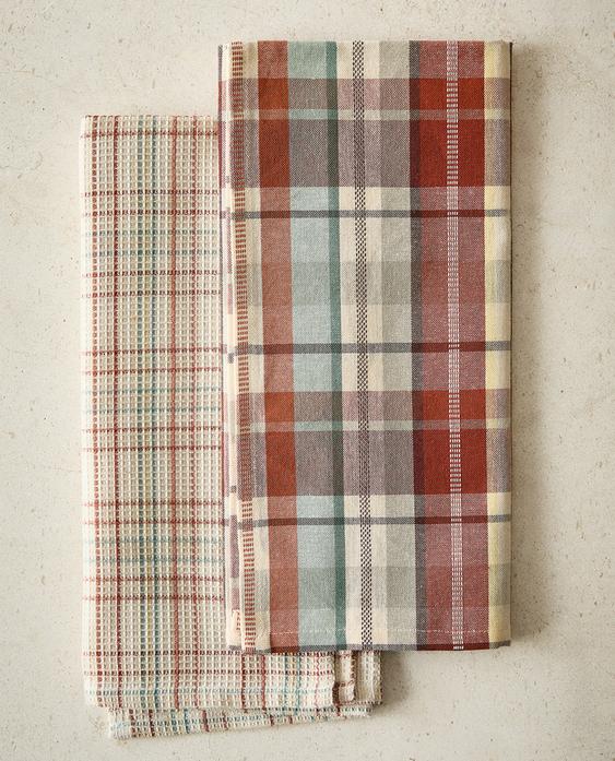 CONJUNTO DE PANOS DE PRATO DE ALGODÃO XADREZ IRREGULARES (CONJUNTO DE 2)