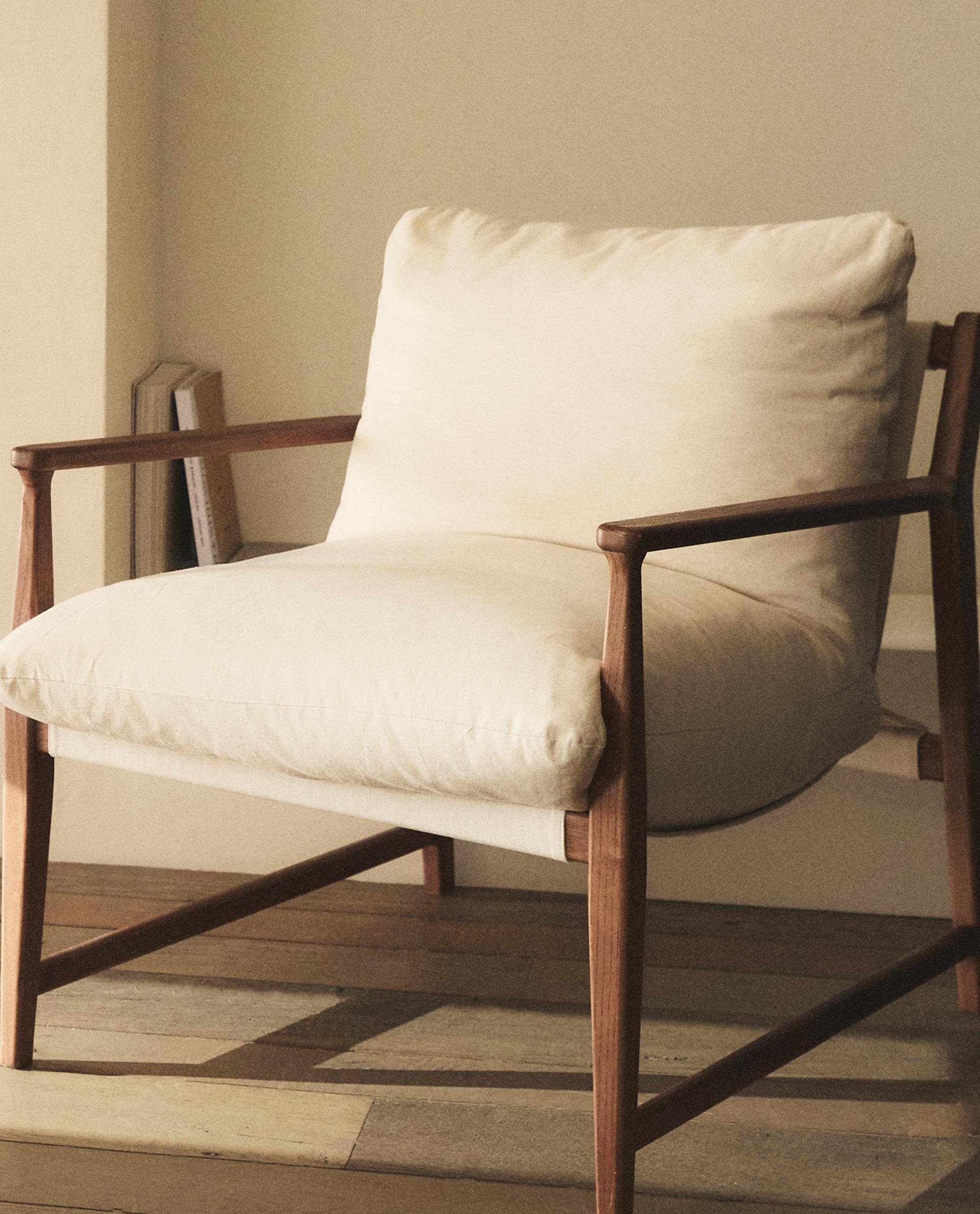 WOODEN ACCENT CHAIR WITH REMOVABLE CUSHION Zara Home United Kingdom