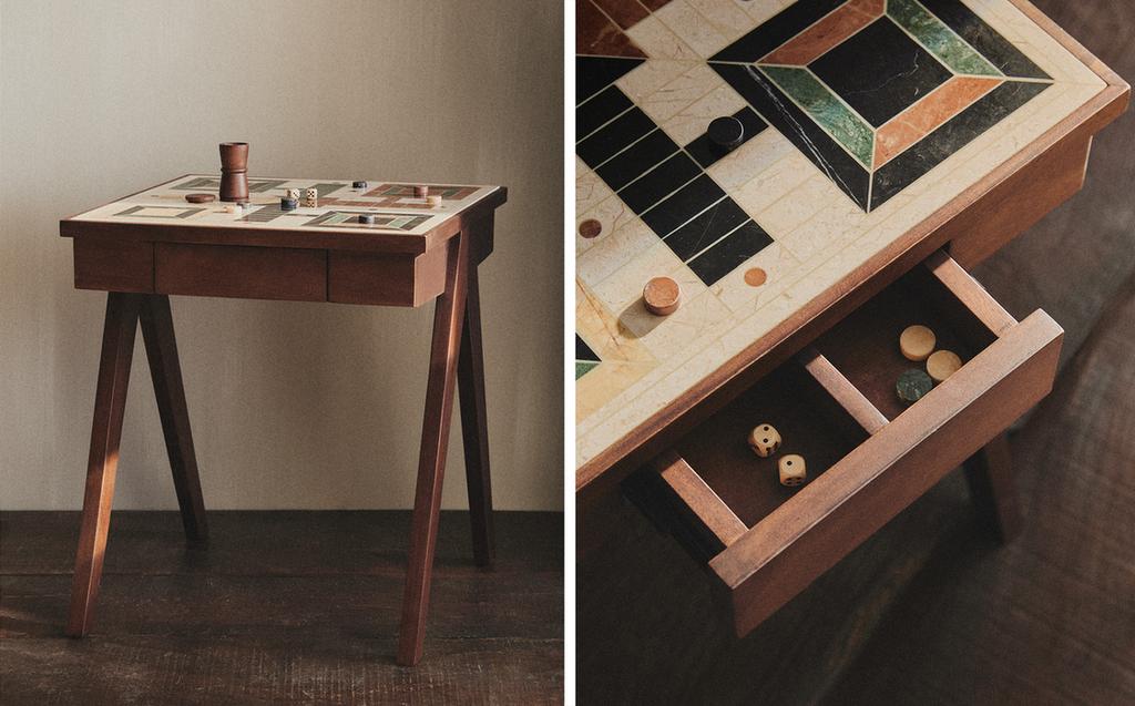 SIDE TABLE WITH MARBLE PARCHÍS BOARD