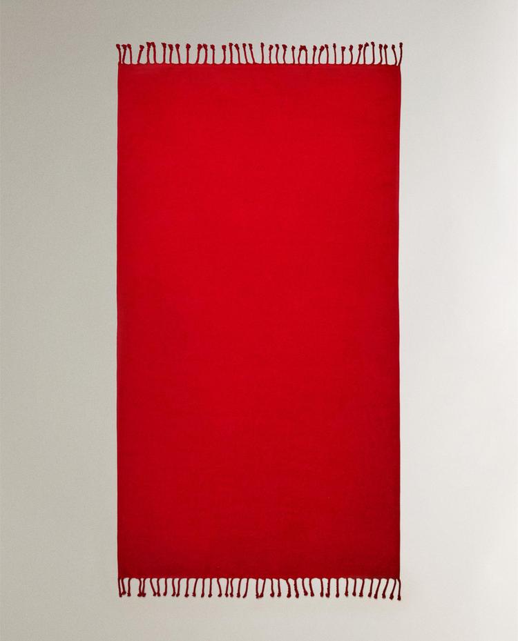 FRINGED COTTON BEACH TOWEL