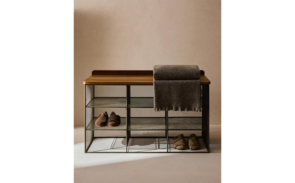 BANQUETTE RANGE-CHAUSSURES MÉTAL ET BOIS