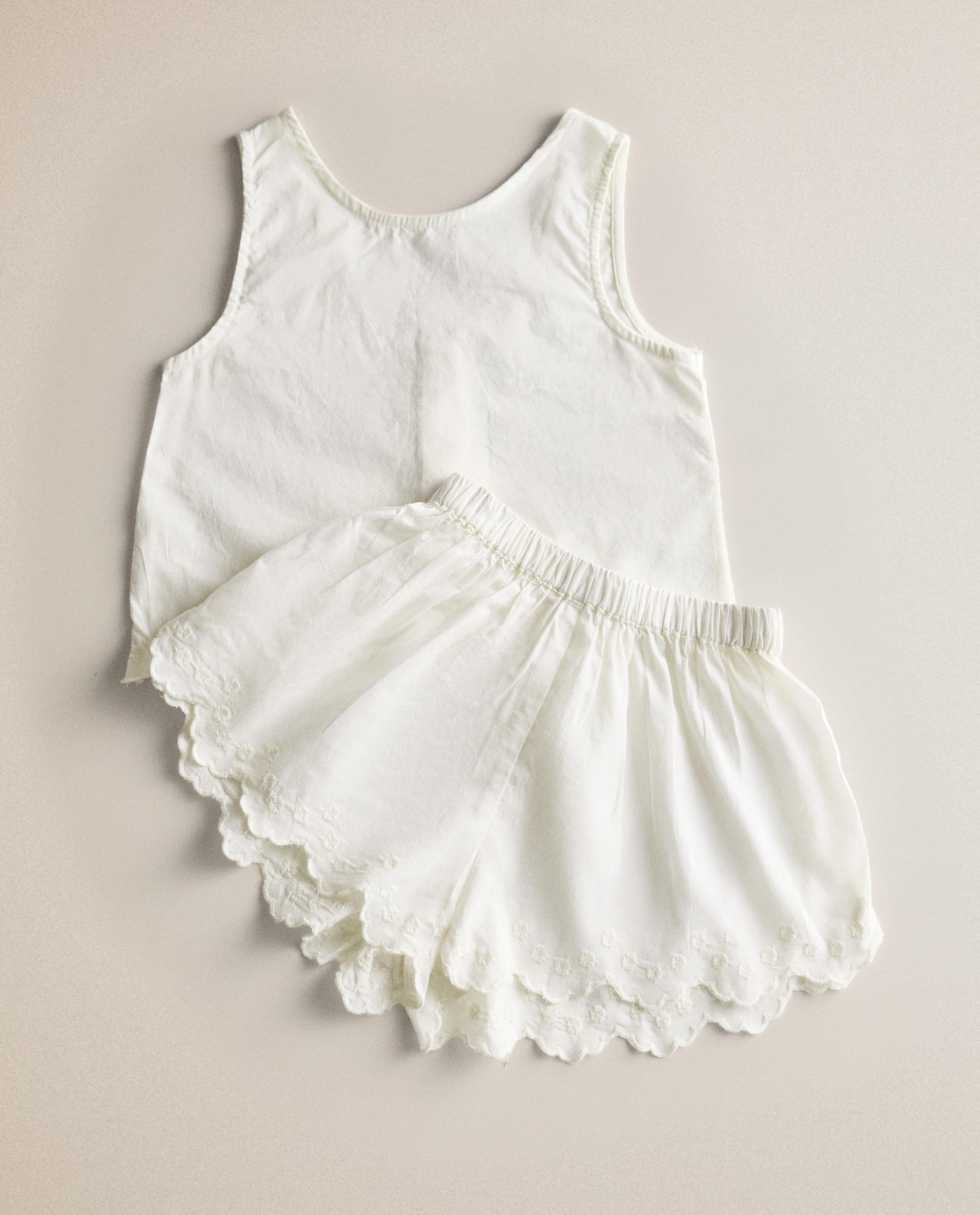 CHILDREN'S EMBROIDERED COTTON TOP AND SHORTS SET product thumbnail 9