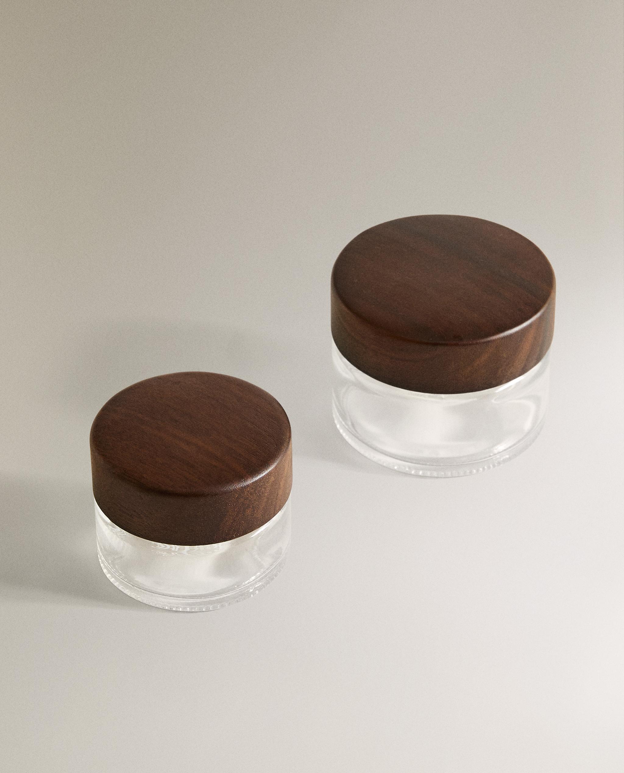 GLASS AND WOOD BATHROOM ORGANISER JAR product thumbnail 2