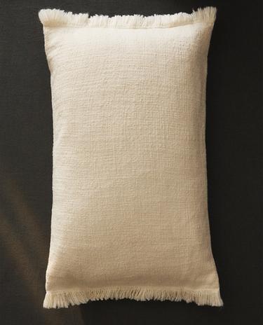 FRINGED THROW PILLOW COVER