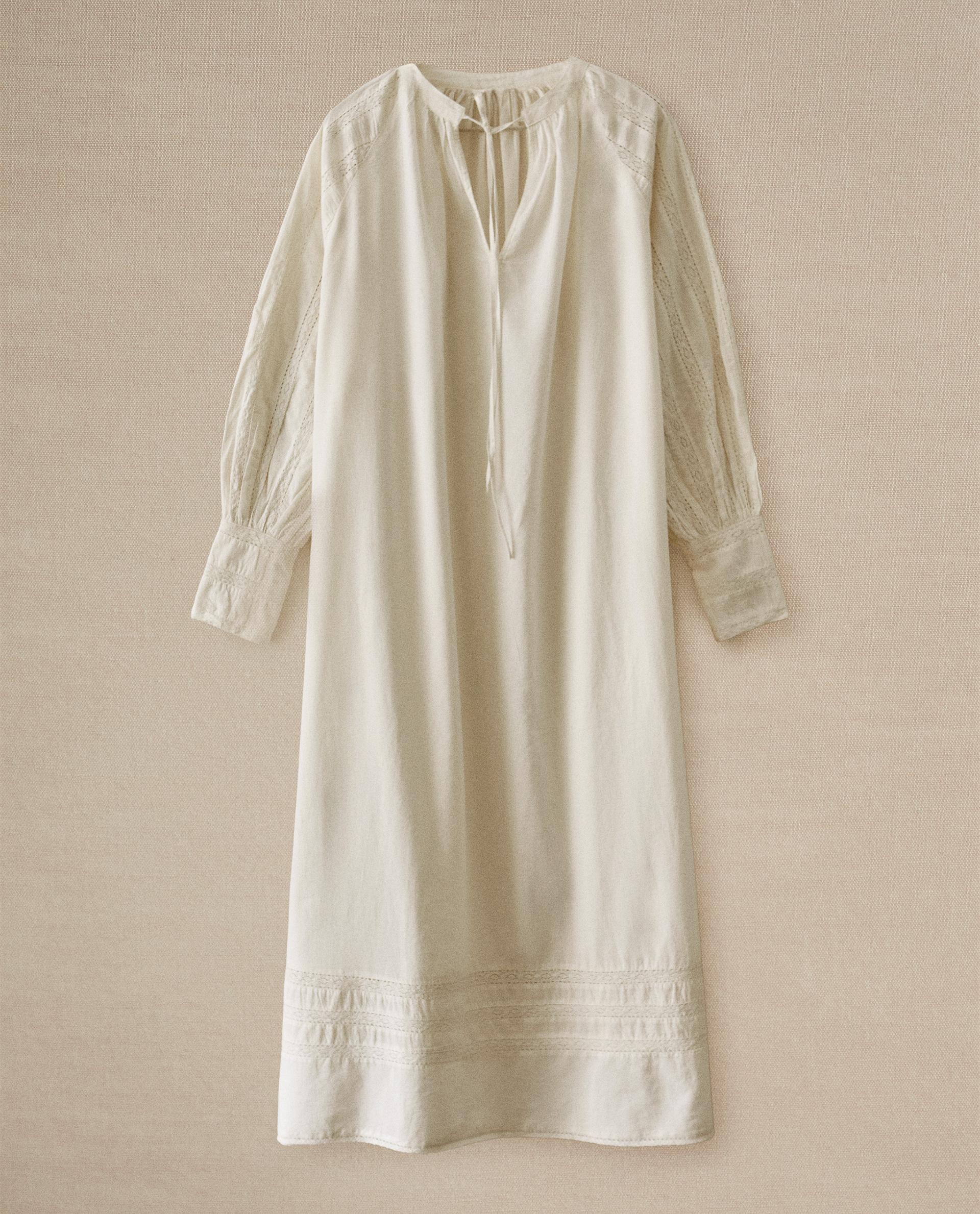OPENWORK LACE COTTON NIGHTDRESS OPENWORK LACE COTTON NIGHTDRESS