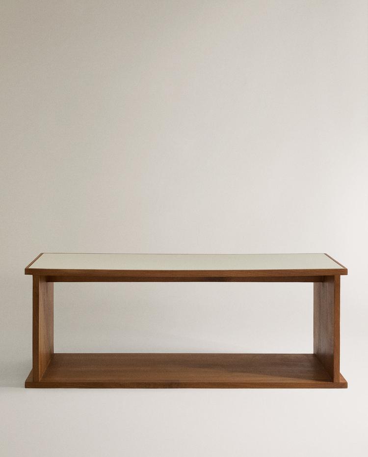 OAK AND LEATHER STORAGE UNIT