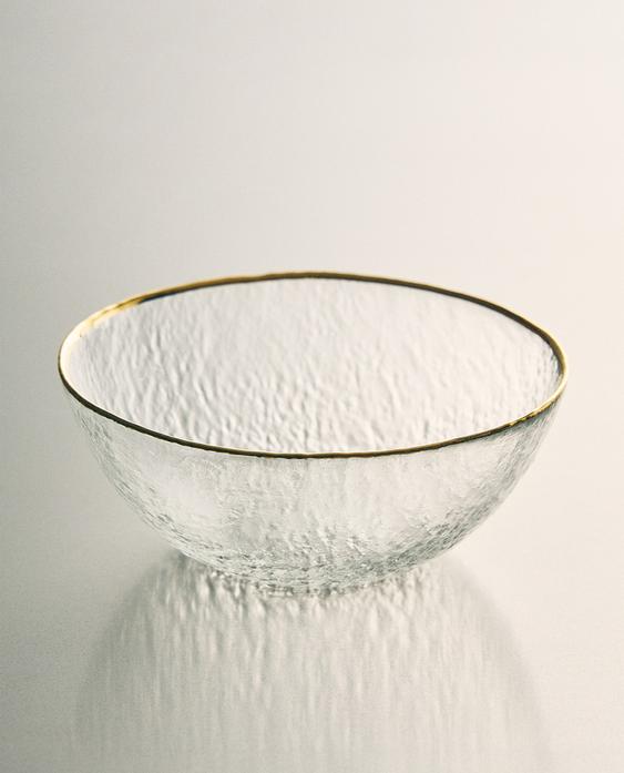 RAISED GLASS BOWL WITH GOLD RIM
