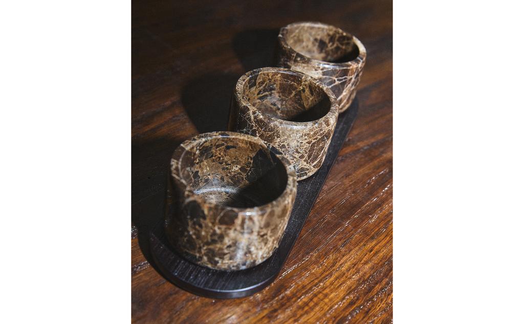 TRAY AND MARBLE BOWL SET