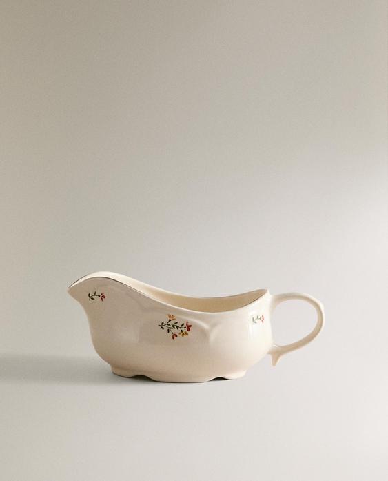 وعاء مرق بورسلان بأزهار