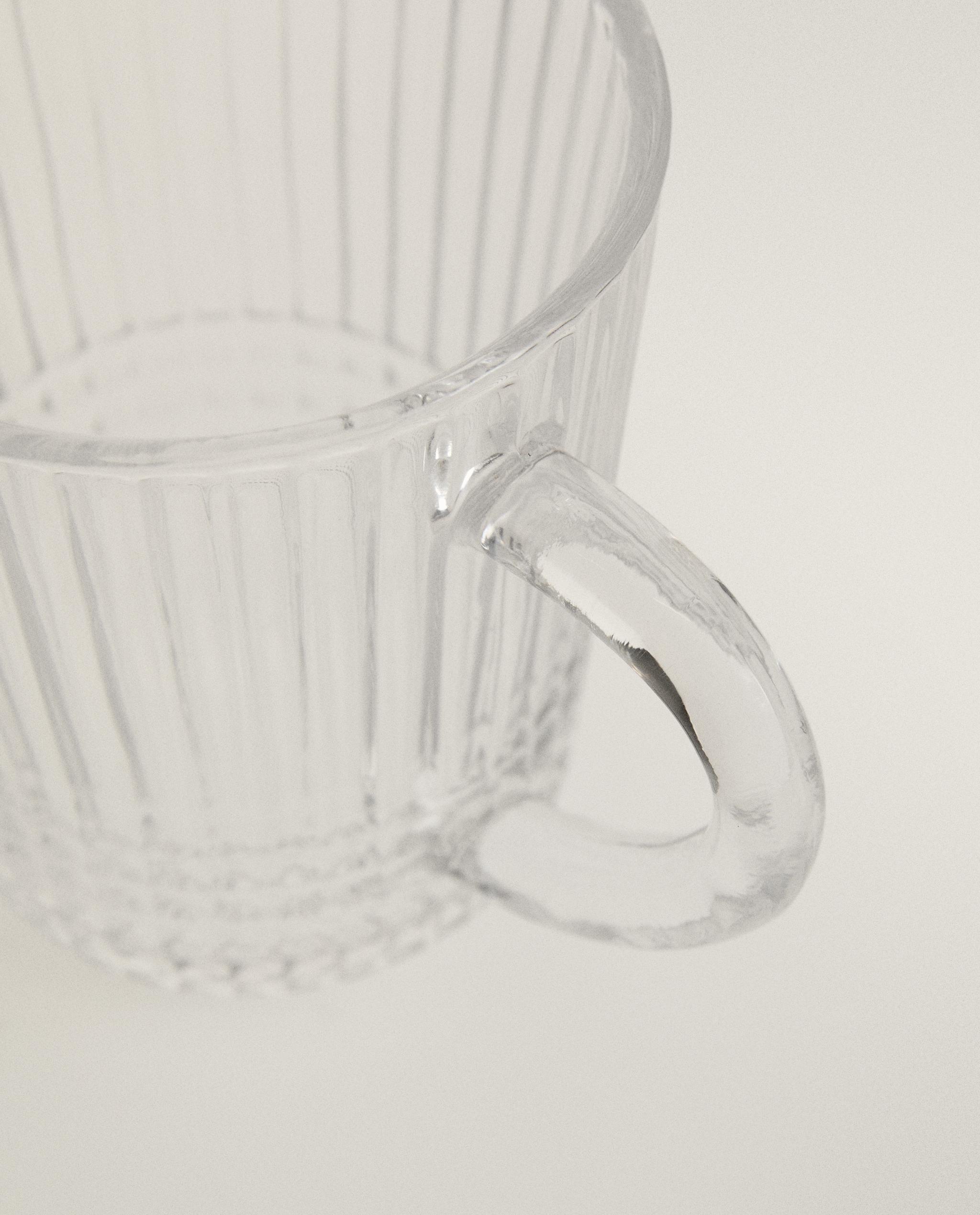 GLASS MUG WITH RAISED GEOMETRIC DESIGN product thumbnail 5