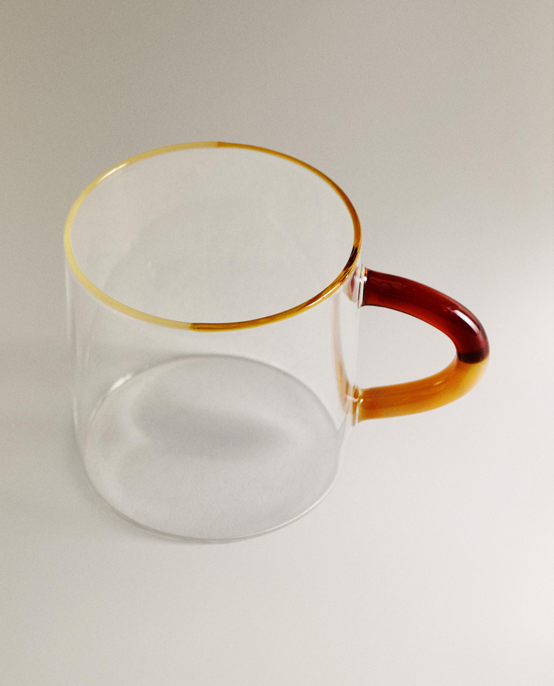 BOROSILICATE GLASS MUG WITH COLOURED HANDLE