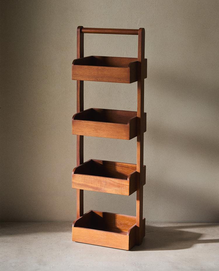 Acacia Wood Storage Unit with 4 Compartments