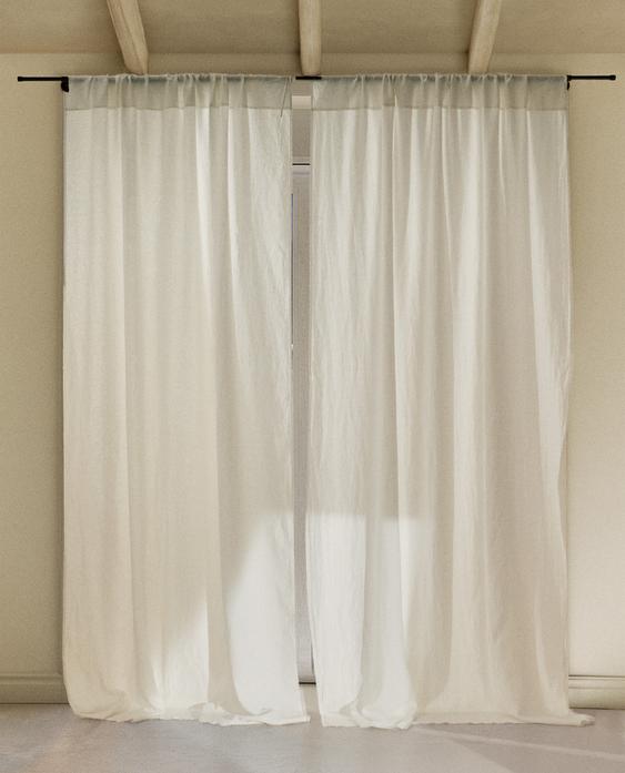 LINEN CURTAIN WITH OPENWORK EDGE