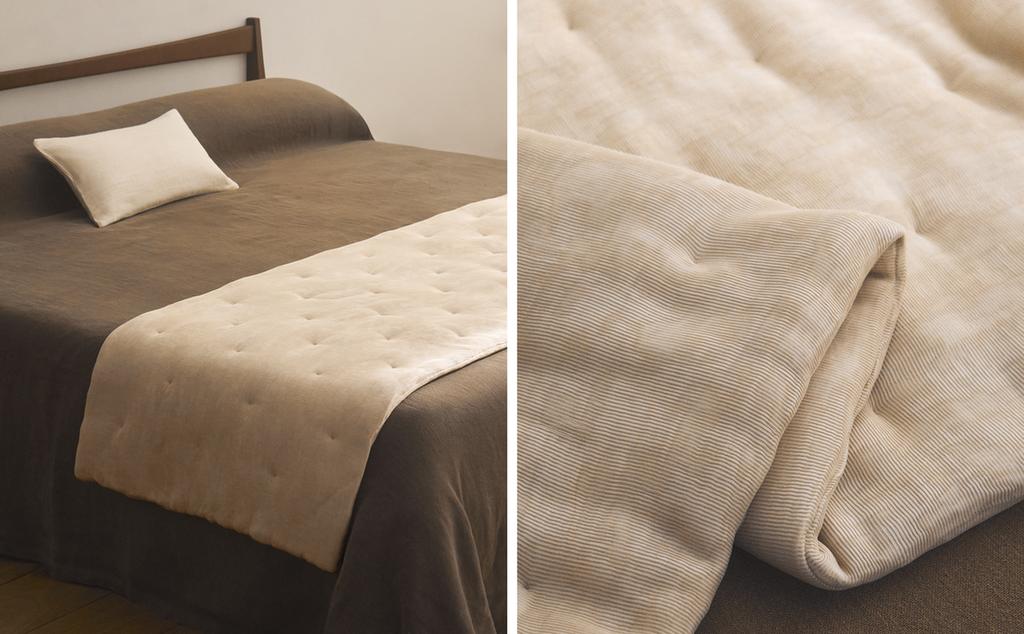 PLEATED FOOT OF THE BED QUILTED BEDSPREAD