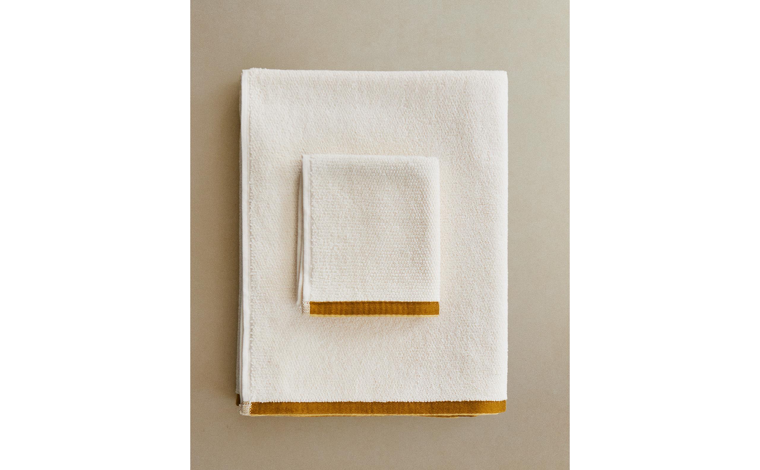 BATH TOWEL WITH RICE STITCH COLORED EDGE | Zara Home United States