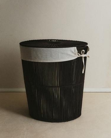FABRIC-LINED LAUNDRY BASKET