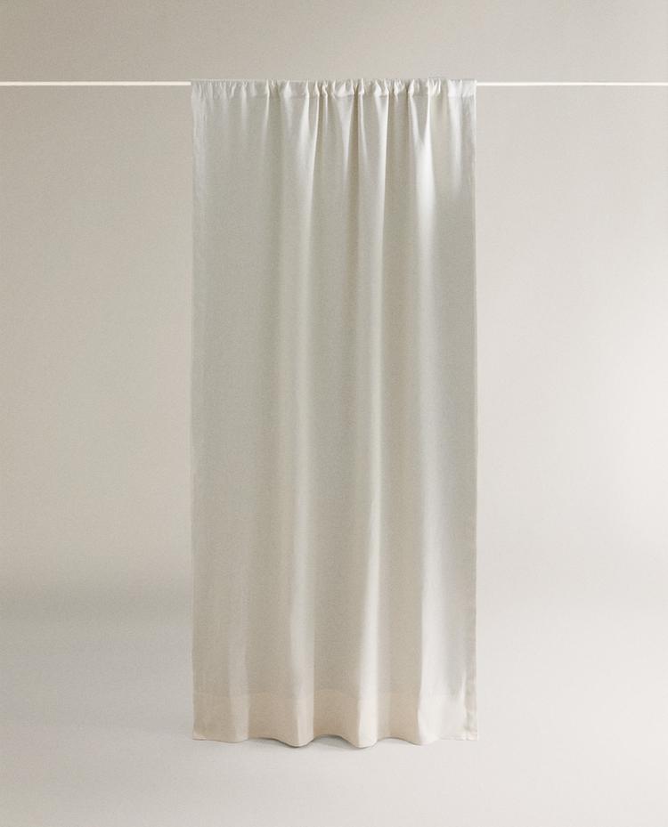WHITE BLACKOUT LINEN CURTAIN
