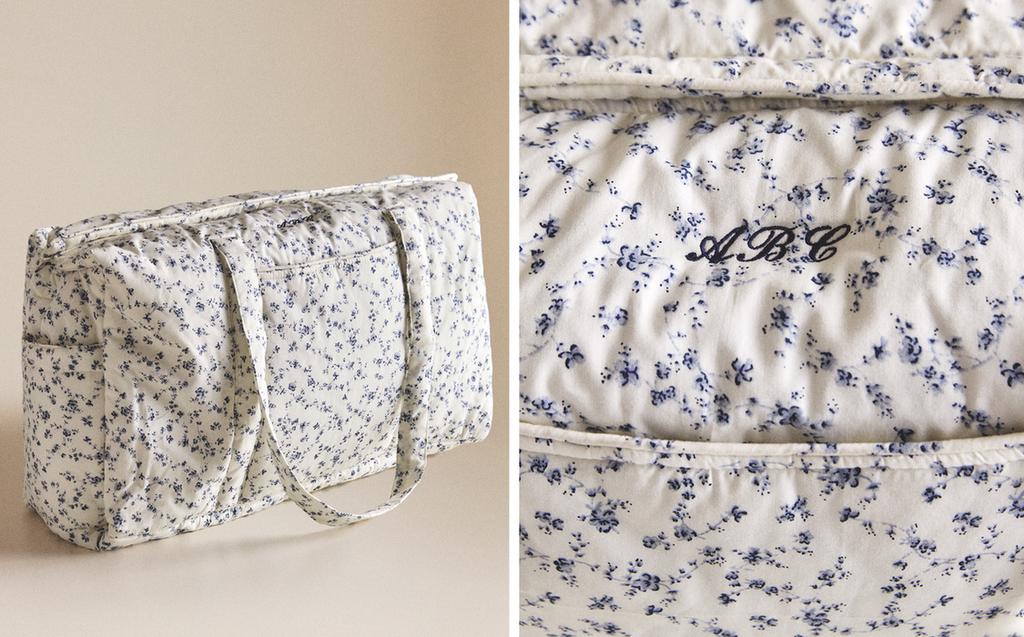 COTTON BLUE FLORAL DIAPER BAG