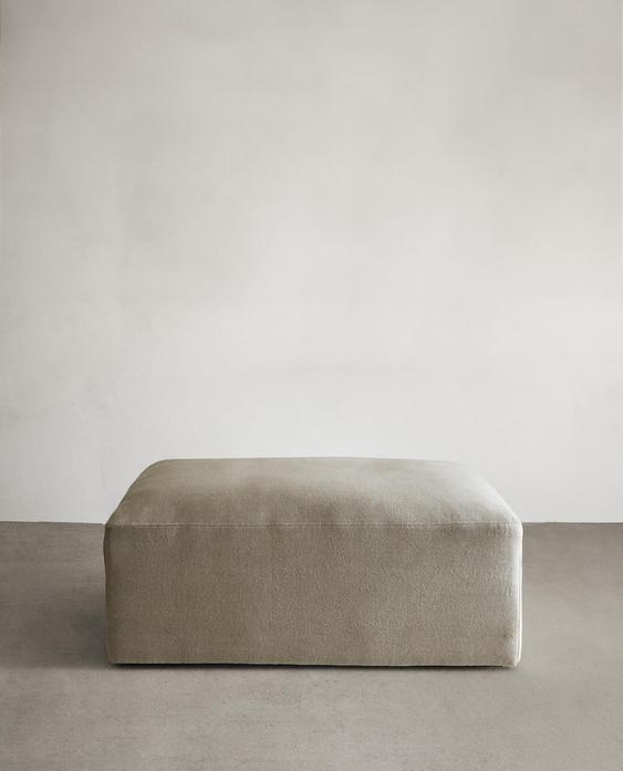 WASHED LINEN POUF