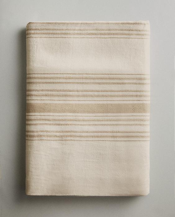 XL STRIPED LINEN THROW