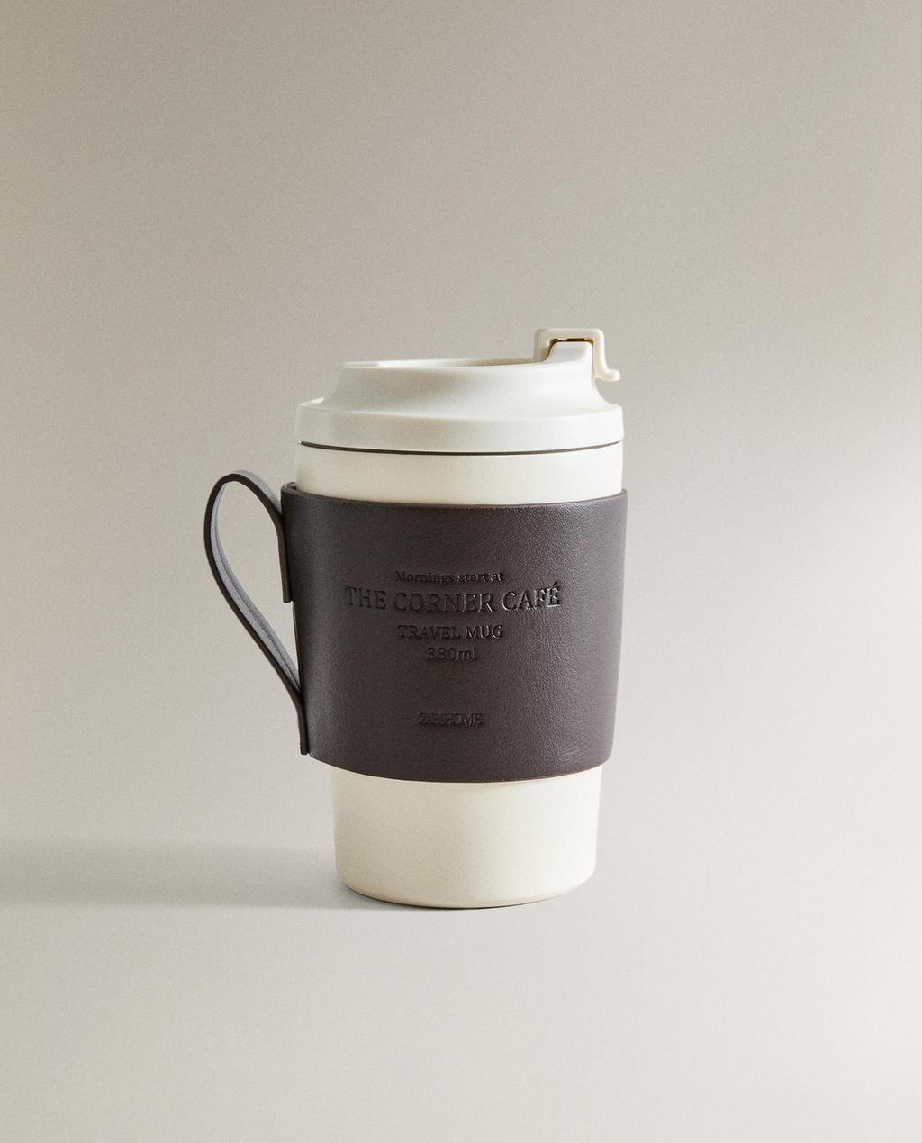 ספל עם מכסה עם ורצועה