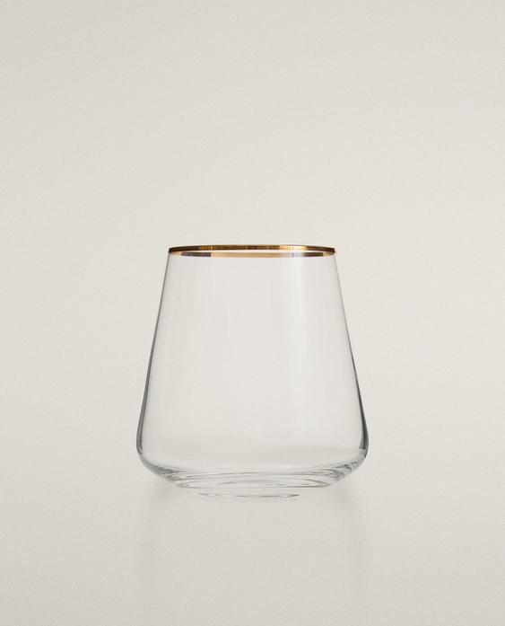 כוס BOHEMIA CRYSTAL עם שוליים בצבע זהב