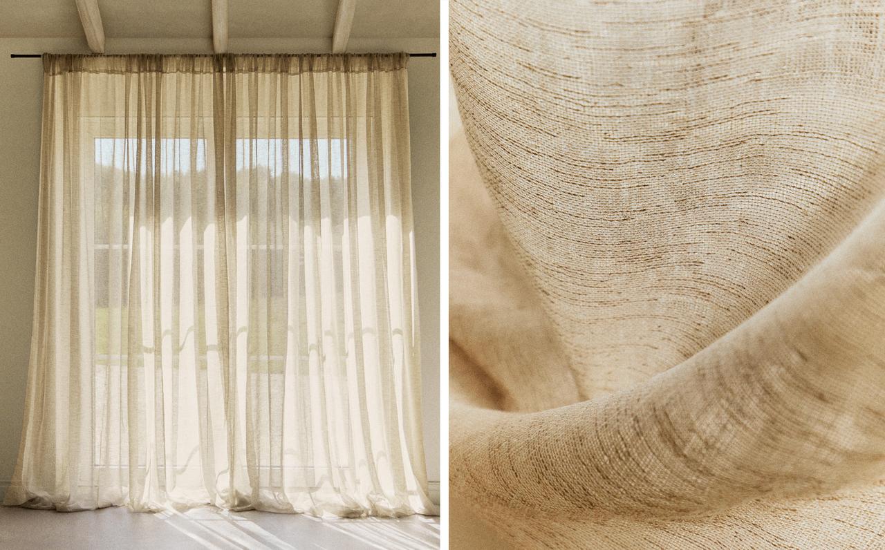 SHEER DOUBLE-WIDTH CURTAIN WITH LOW OPACITY