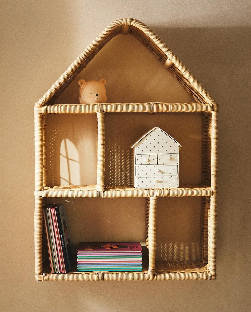 CHILDREN’S RATTAN HOUSE SHELVING UNIT