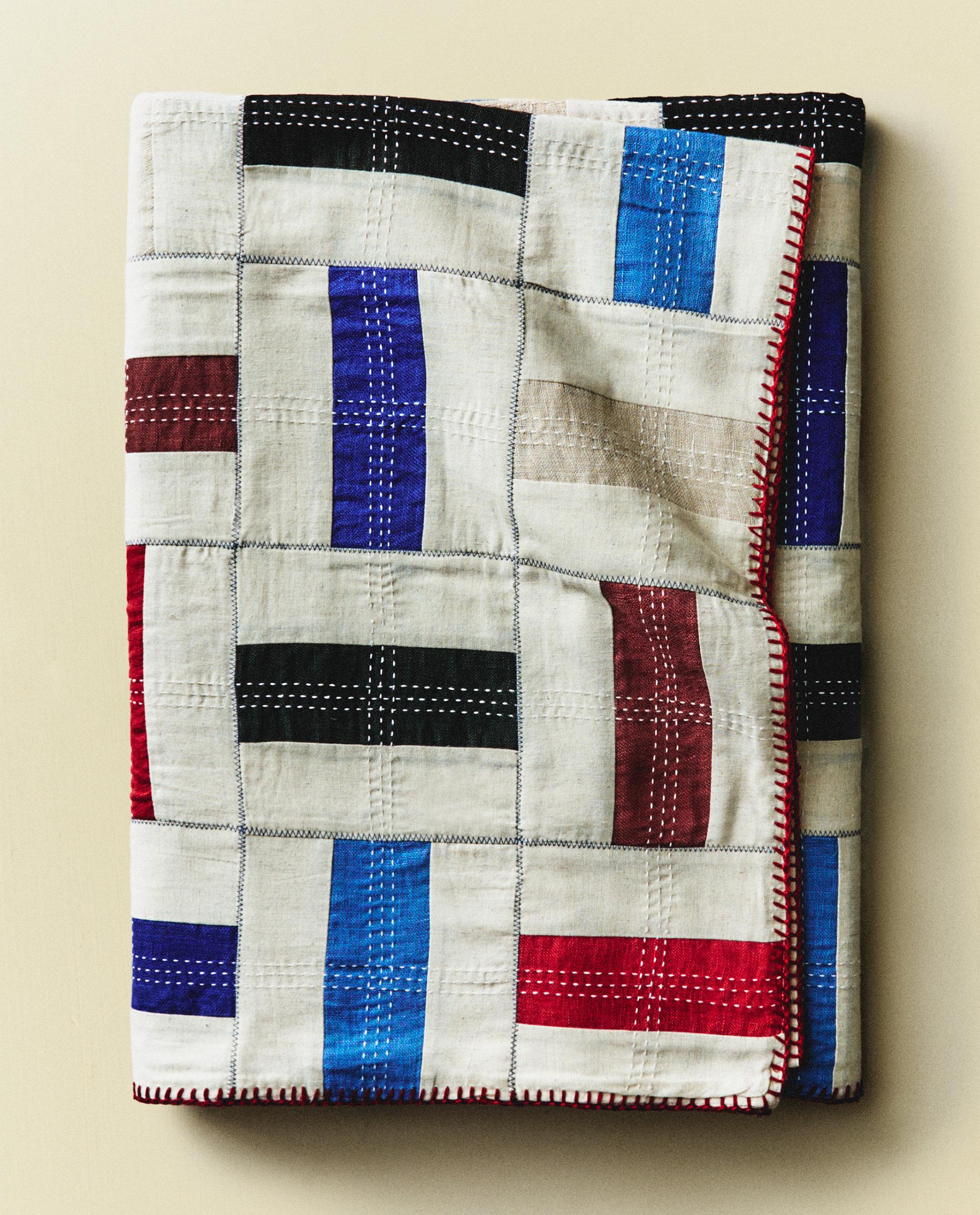 COTTON AND LINEN PATCHWORK BEDSPREAD X COLLAGERIE