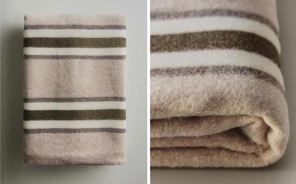 STRIPED WOOL BLEND BLANKET STRIPED WOOL BLEND BLANKET