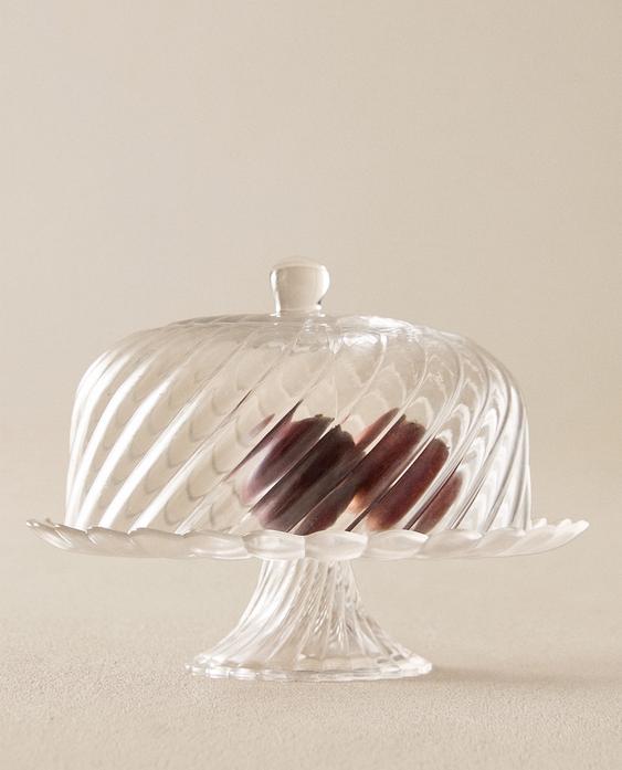 STRIPED GLASS CAKE STAND STRIPED GLASS CAKE STAND