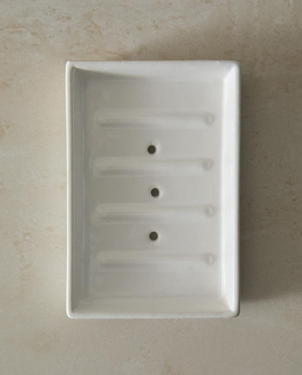 صحن صابون خزف أبيض للحمام