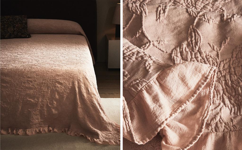 JACQUARD BEDSPREAD WITH RUFFLE TRIM JACQUARD BEDSPREAD WITH RUFFLE TRIM