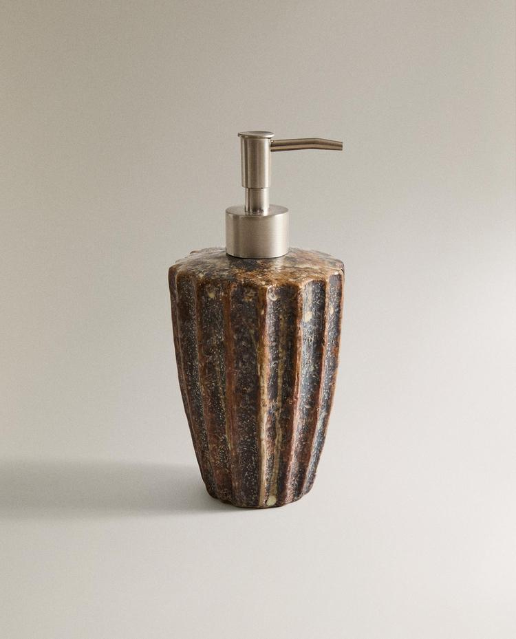 TERRACOTTA SOAP DISPENSER WITH RAISED DESIGN