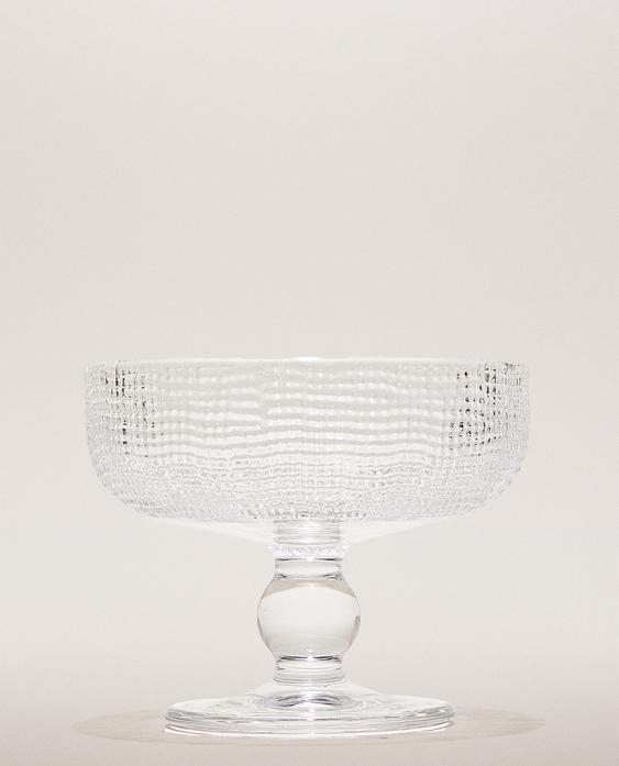 GLASS DESSERT CUP WITH RAISED DESIGN