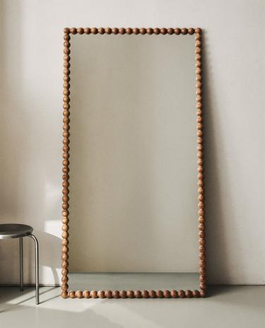 ESPEJO PIE GRANDE RECTANGULAR MARCO MADERA
