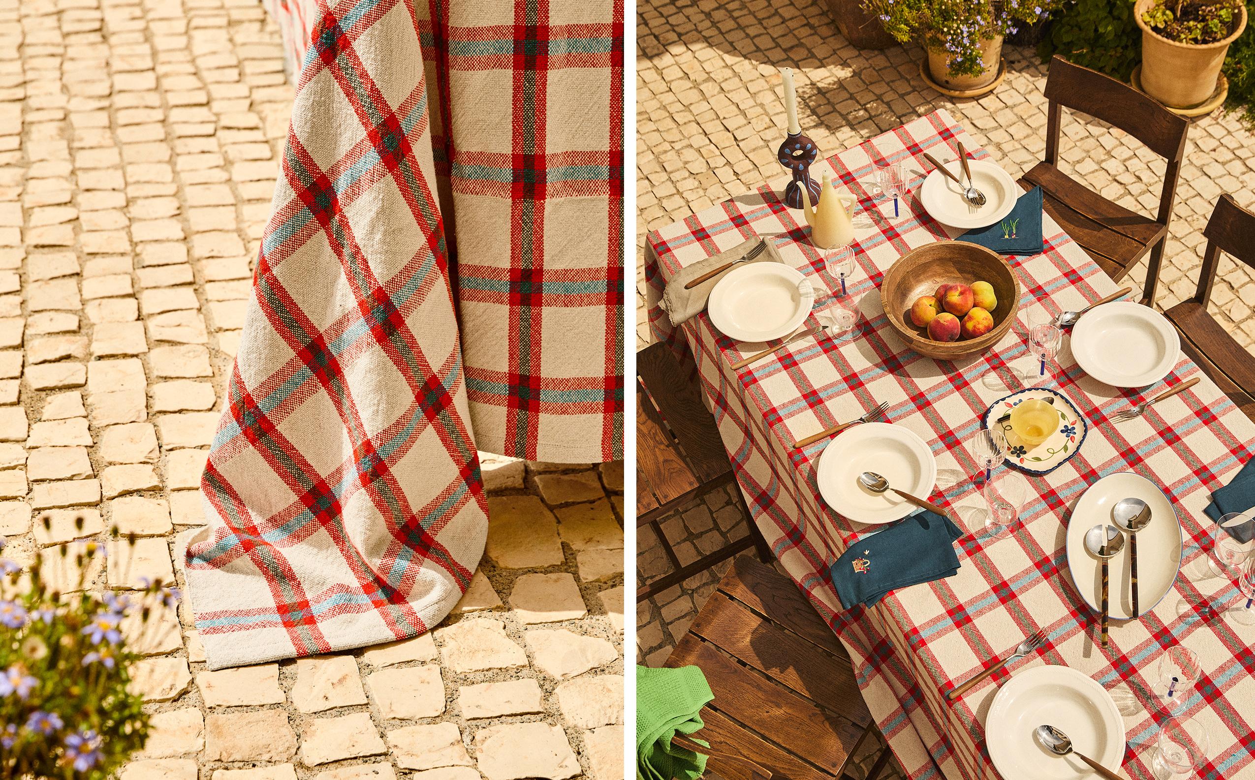 COARSE COTTON CHECK TABLECLOTH