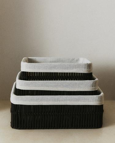 RECTANGULAR BASKET WITH COTTON LINING