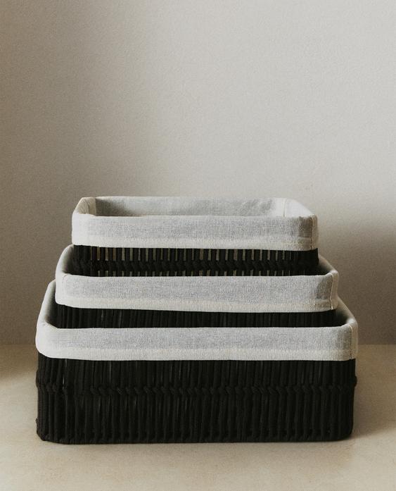 RECTANGULAR BASKET WITH COTTON LINING RECTANGULAR BASKET WITH COTTON LINING