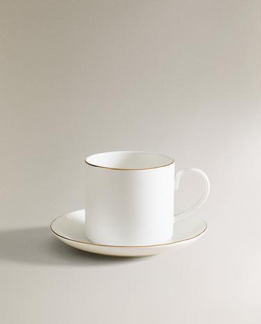 TASSE À CAFÉ AVEC SOUCOUPE PORCELAINE BONE CHINA BORD