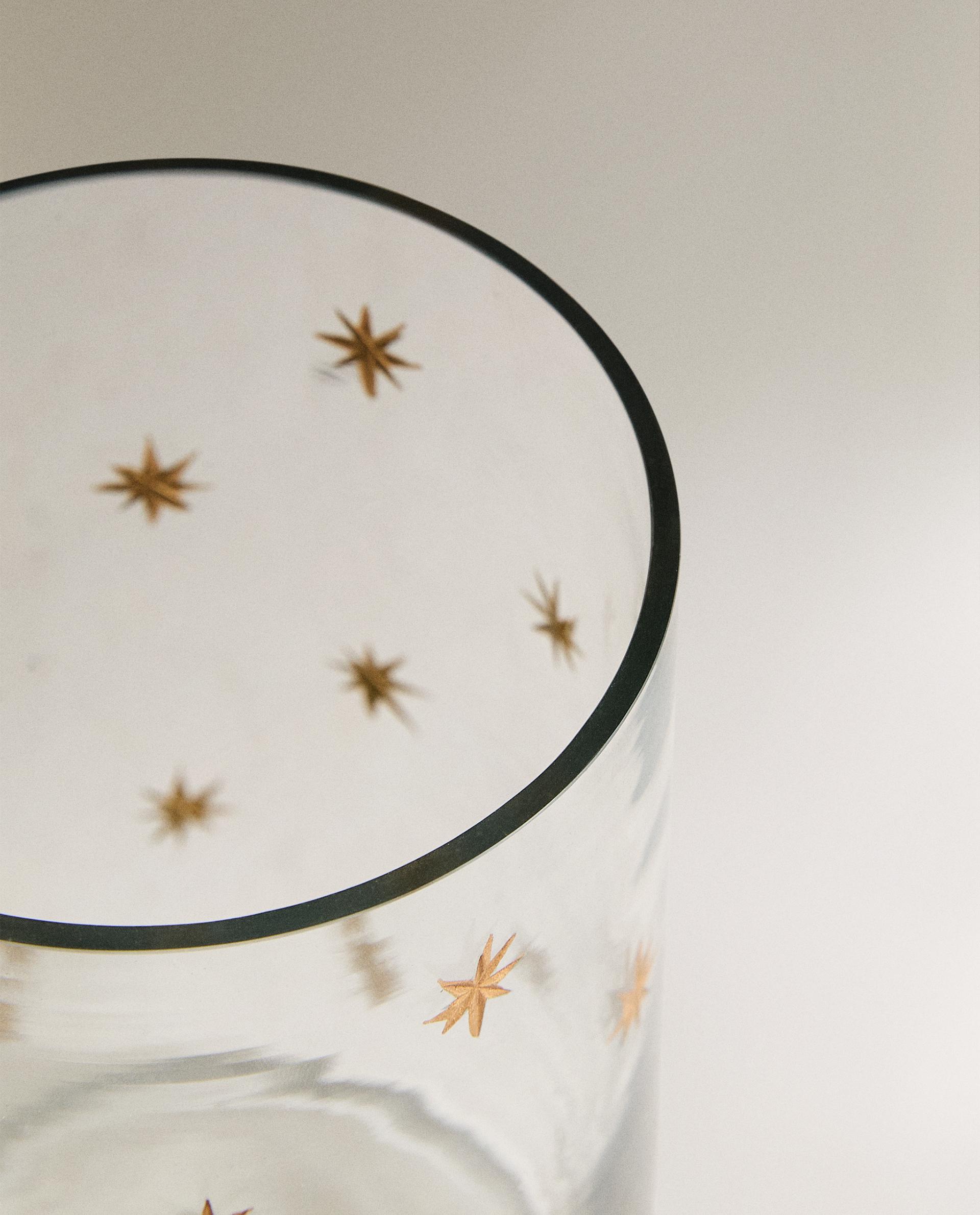 CHRISTMAS STARS GLASS TEALIGHT HOLDER