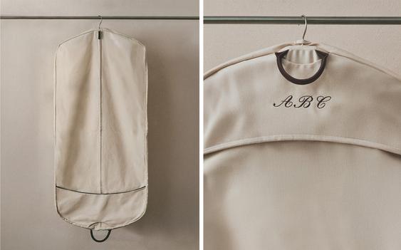 TRAVEL SUIT BAG WITH LEATHER DETAIL