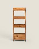 Acacia Wood Storage Unit with Wheels - Versatile & Mobile