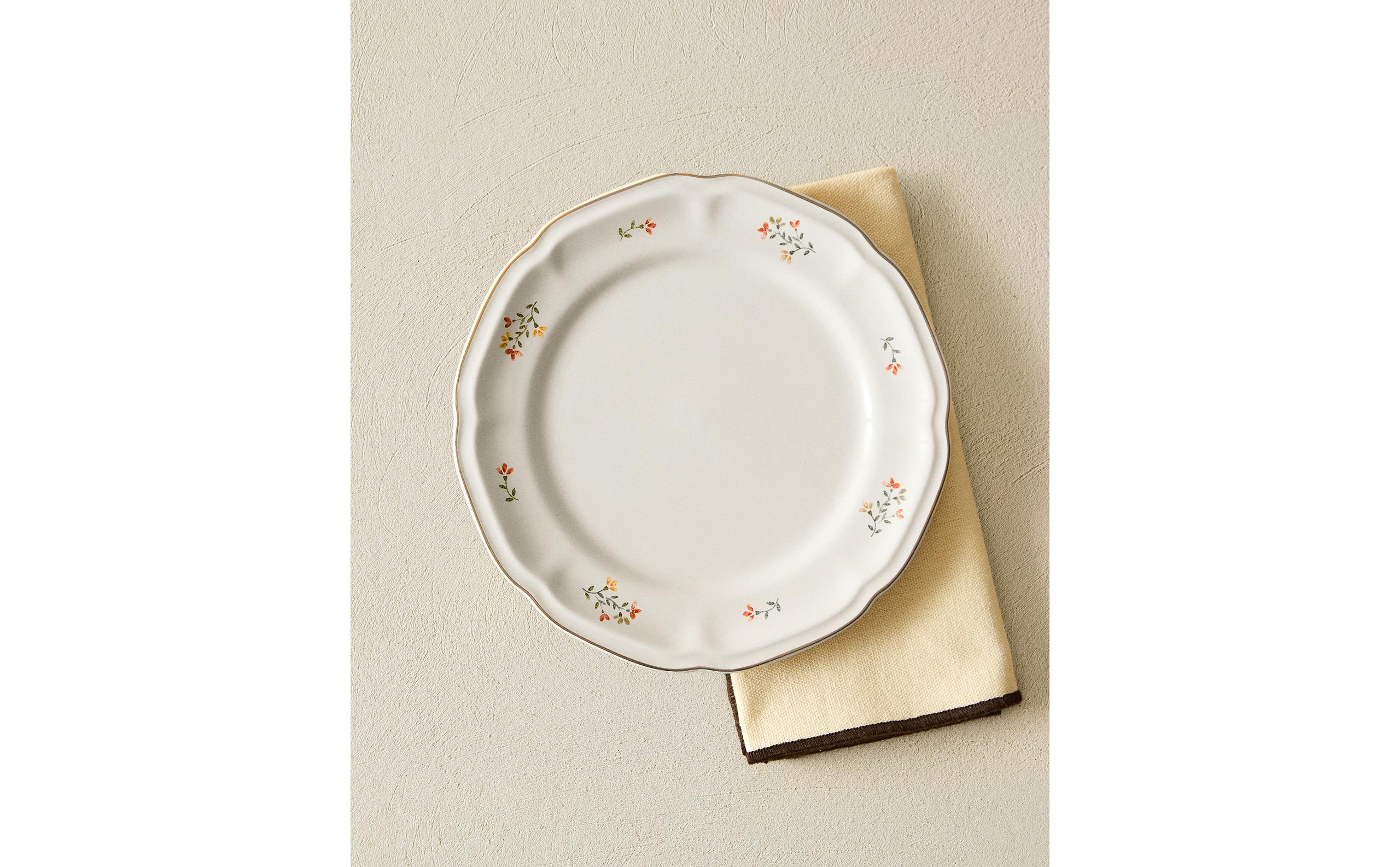 PORCELAIN DESSERT PLATE WITH FLORAL PRINT product thumbnail 2