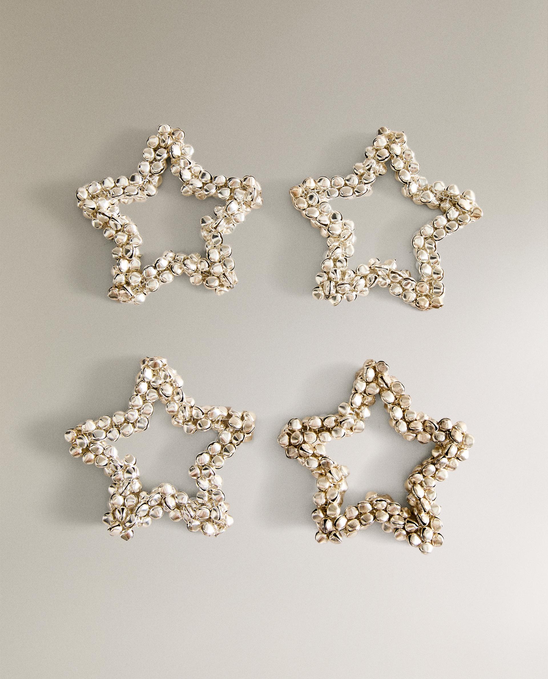 SET OF CHRISTMAS SLEIGH BELL STAR NAPKIN RINGS (SET OF 4)