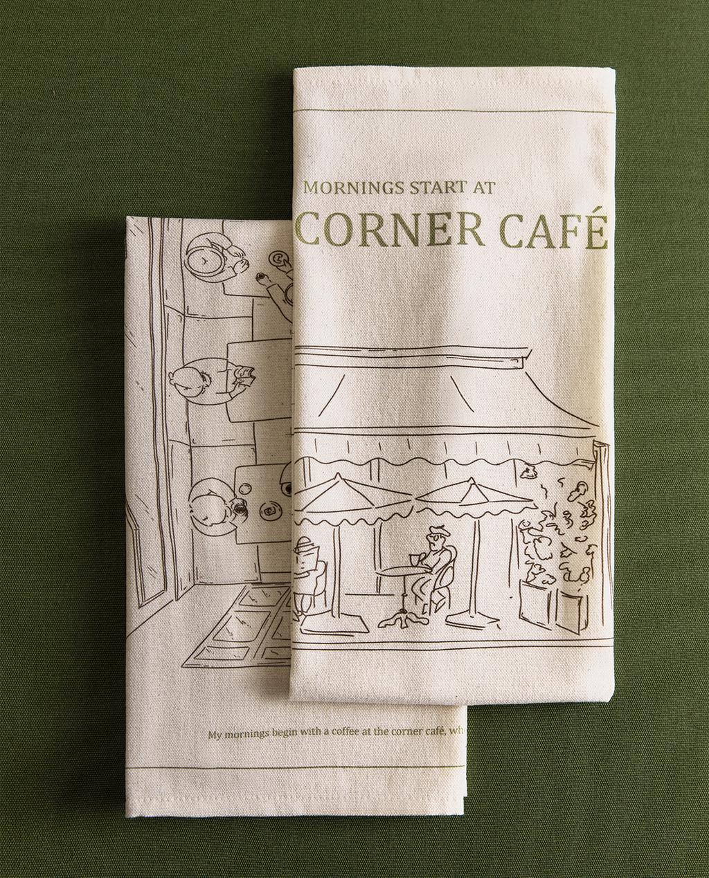 LOT TORCHONS CUISINE COTON CAFÉTÉRIA (LOT DE 2)