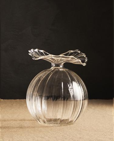 MINI-VASE AUS BOROSILIKATGLAS MIT LINIEN