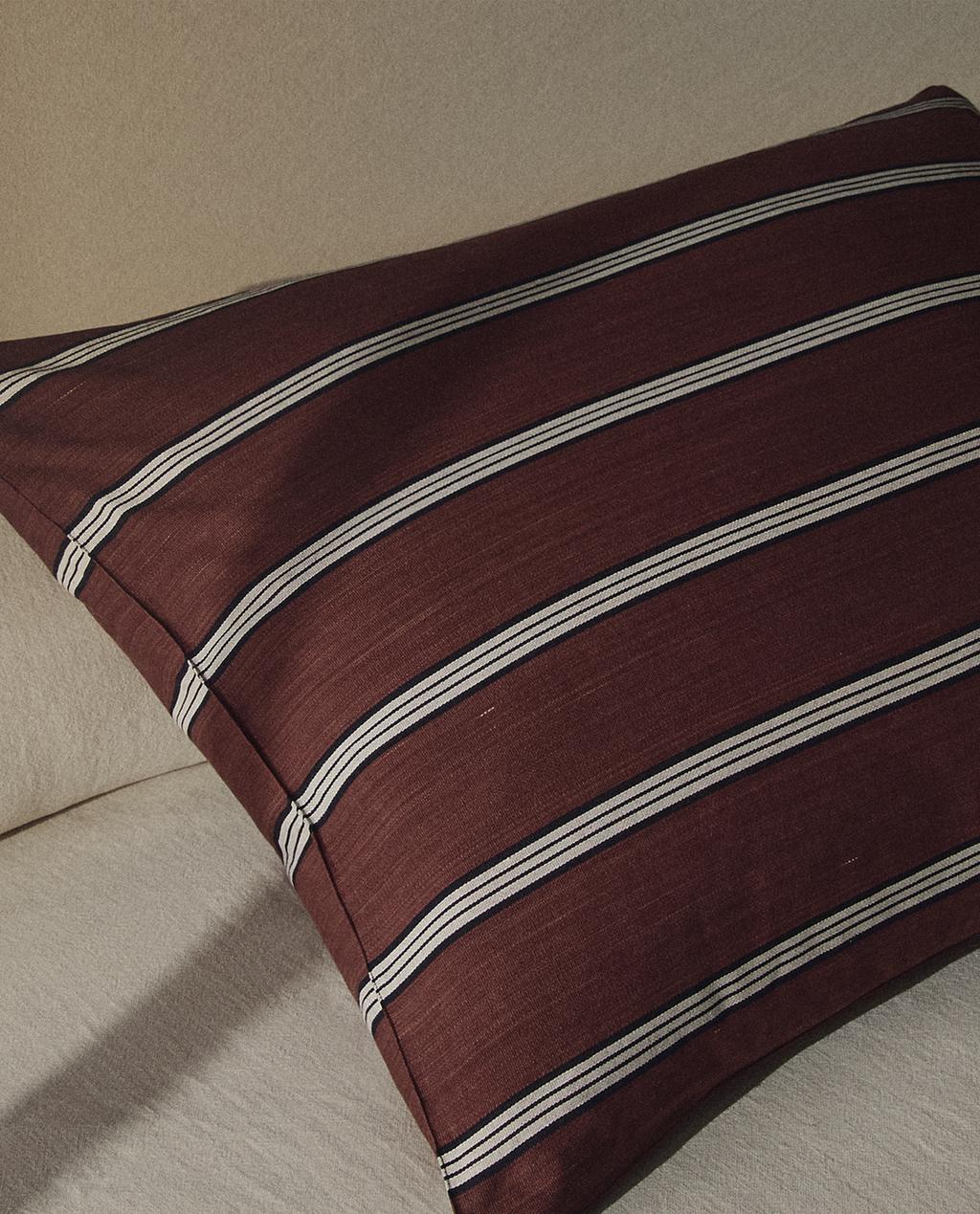 STRIPED COTTON THROW PILLOW COVER X TENSIRA