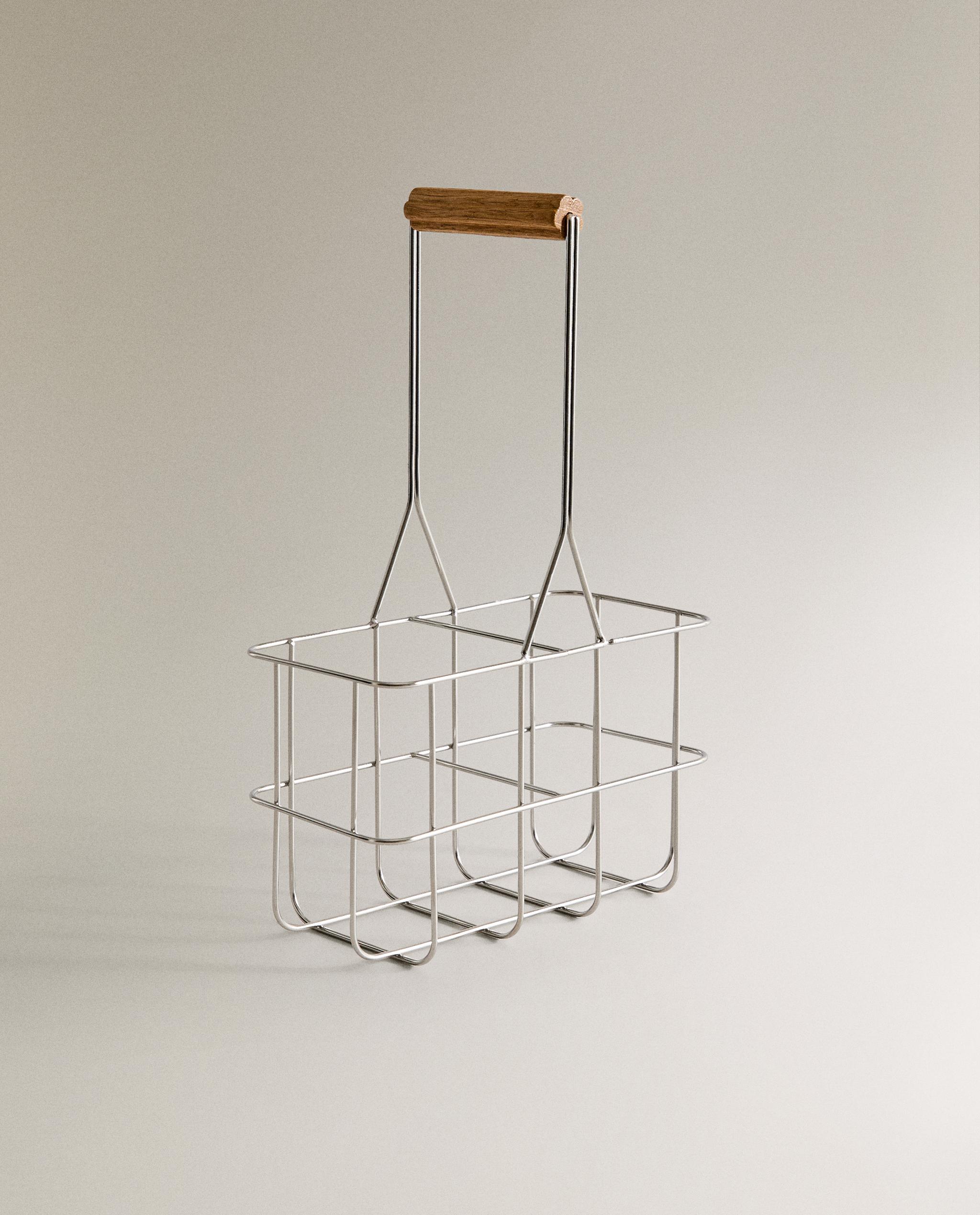 ウッドハンドル付きメタルバスケット | Zara Home 日本/Japan