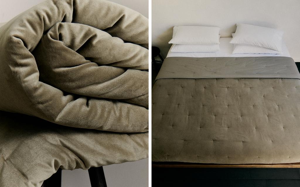 Velvet quilted quilt